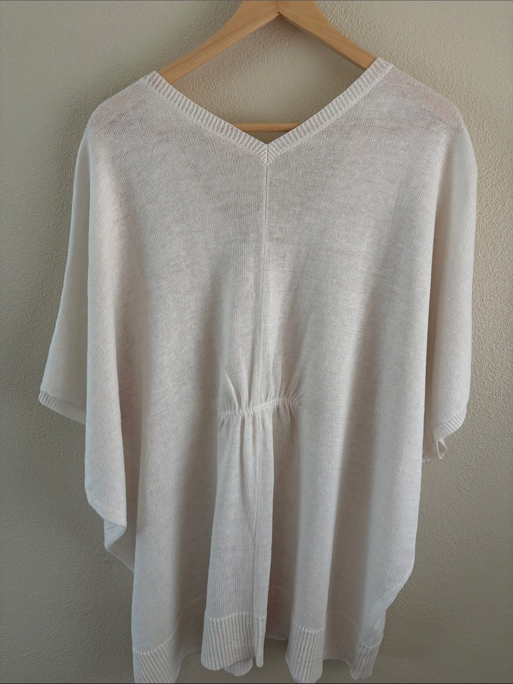Eileen Fisher white v-neck linen knit short sleeve sheer top | size xl - Picture 4 of 8